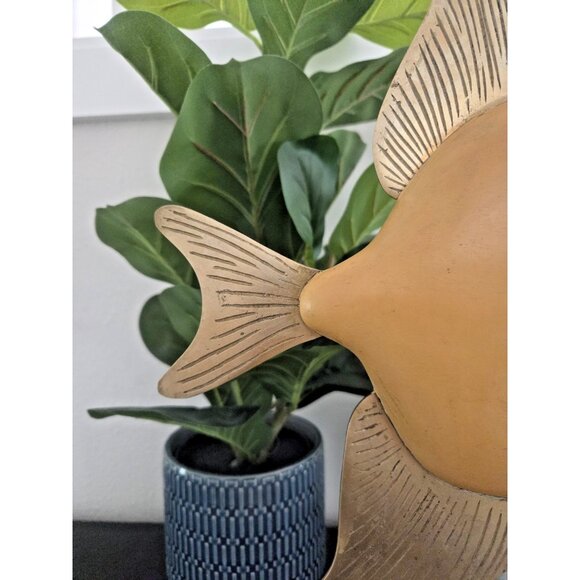 Frederick Cooper 22” Brass & Wood Angelfish Sculpture MCM Fish Vintage Decor - Picture 4 of 10